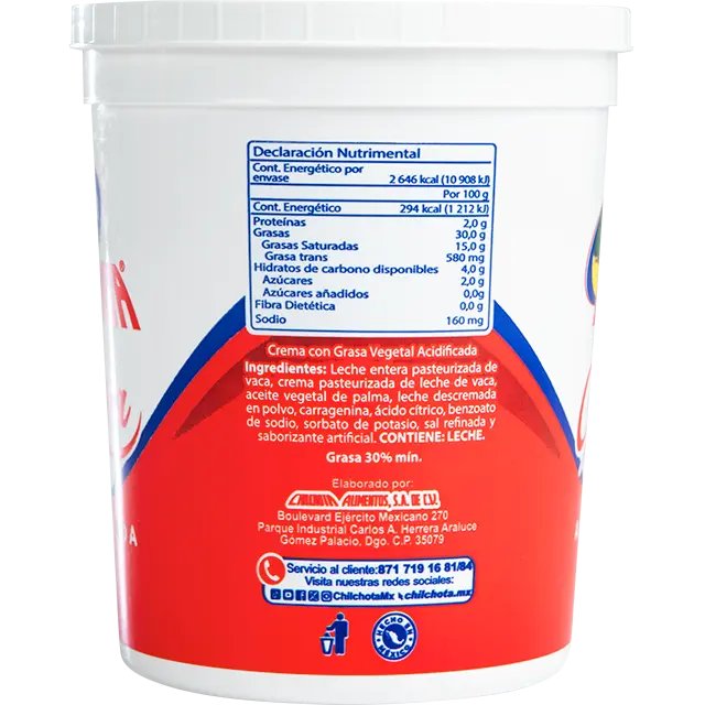Crema Acidificada Chilchota 900 g
